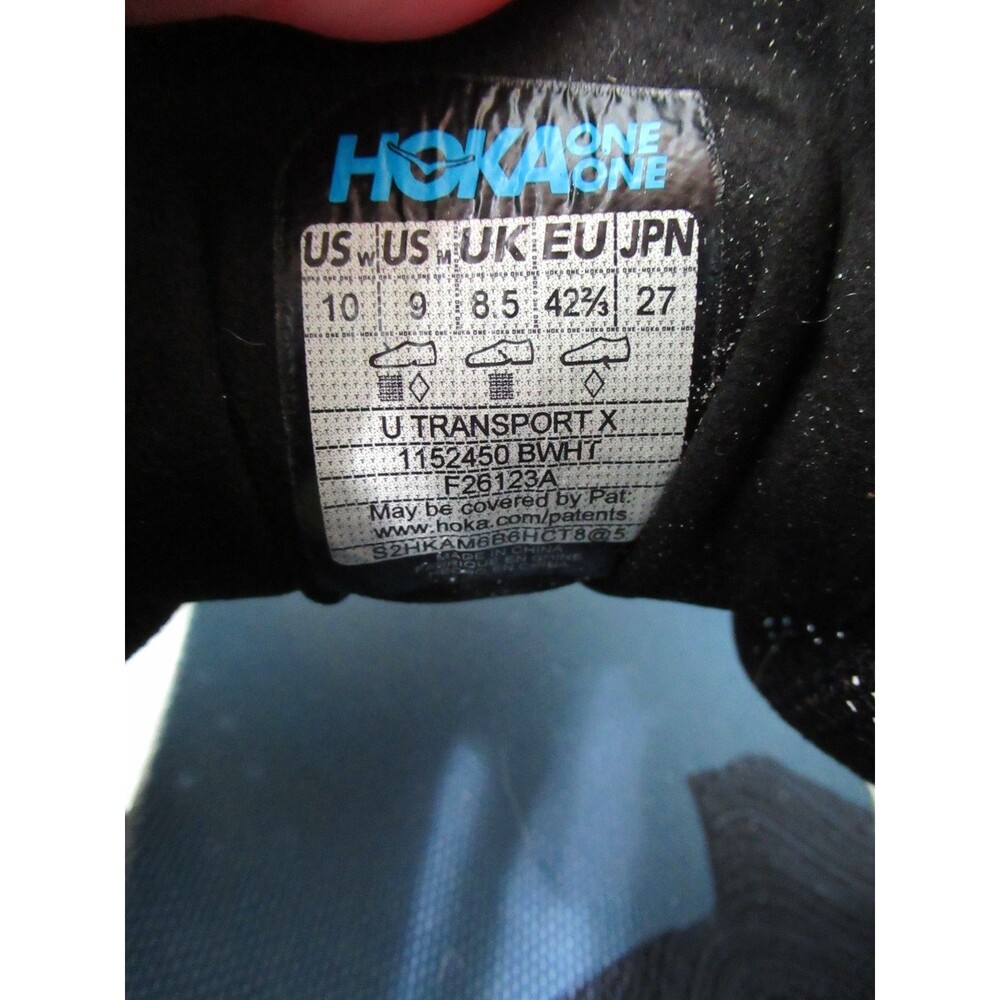 Hoka One One U Transport X Shoes Mens Sz 10 Black White #1152450 Sneakers - Picture 9 of 13